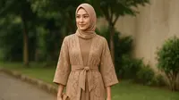 7 Kombinasi Polos dan Outer Brokat untuk Gamis, Elegan dan Modis di Setiap Momen