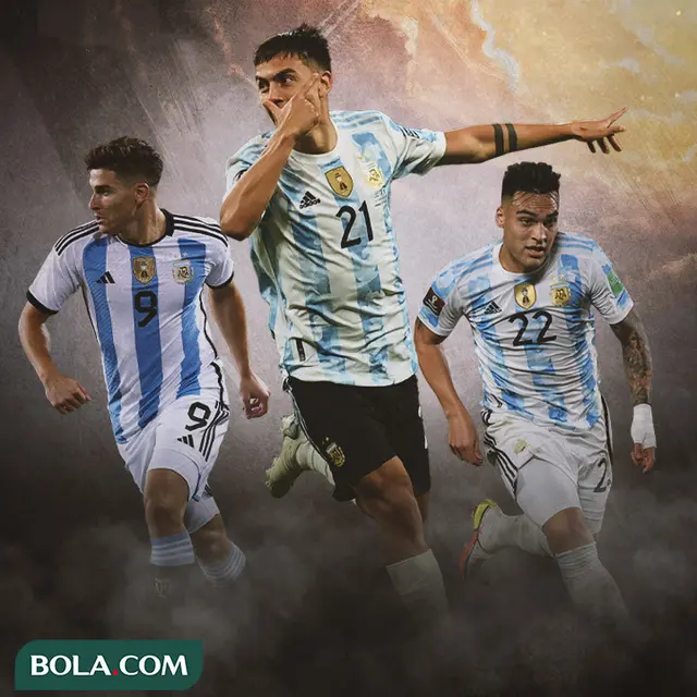 Timnas Argentina - Julian Alvarez, Paulo Dybala, Lautaro Martinez