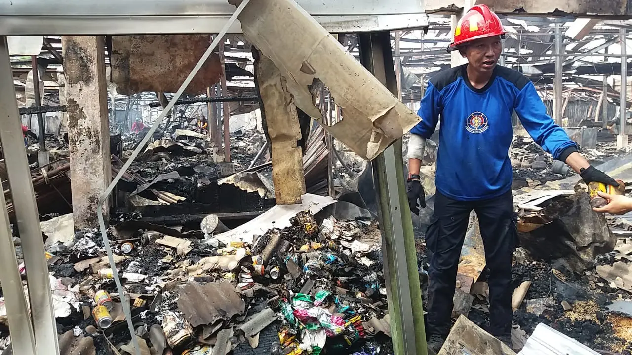 Kebakaran Pasar Mandiraja, Banjarnegara, Jawa Tengah. (Foto: Liputan6.com/Muhamad Ridlo)