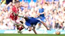 Chelsea benar-benar dibuat frustrasi oleh ketatnya pertahanan Nottingham Forest. Pada menit ke-45+4, Enzo Fernandez mendapati bola hasil sepakannya masih bisa ditangkap kiper Nottingham Forest, Matt Turner. Hingga turun minum, belum ada gol tercipta. (AP Photo/Kirsty Wigglesworth)