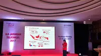 Direktur Network Telkomsel, Bob Apriawan saat memaparkan persiapan layanan seluler menjelang Ramadan dan Idul Fitri (RAFI) 2017 di Kota Batu, Malang, Jawa Timur. Liputan6.com/Corry Anestia