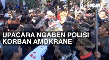 Upacara Ngaben Bripka Sudiarta yang tewas saat bertugas menangkap Warga Negara Asing asal Prancis Amokrane, di Denpasar Bali