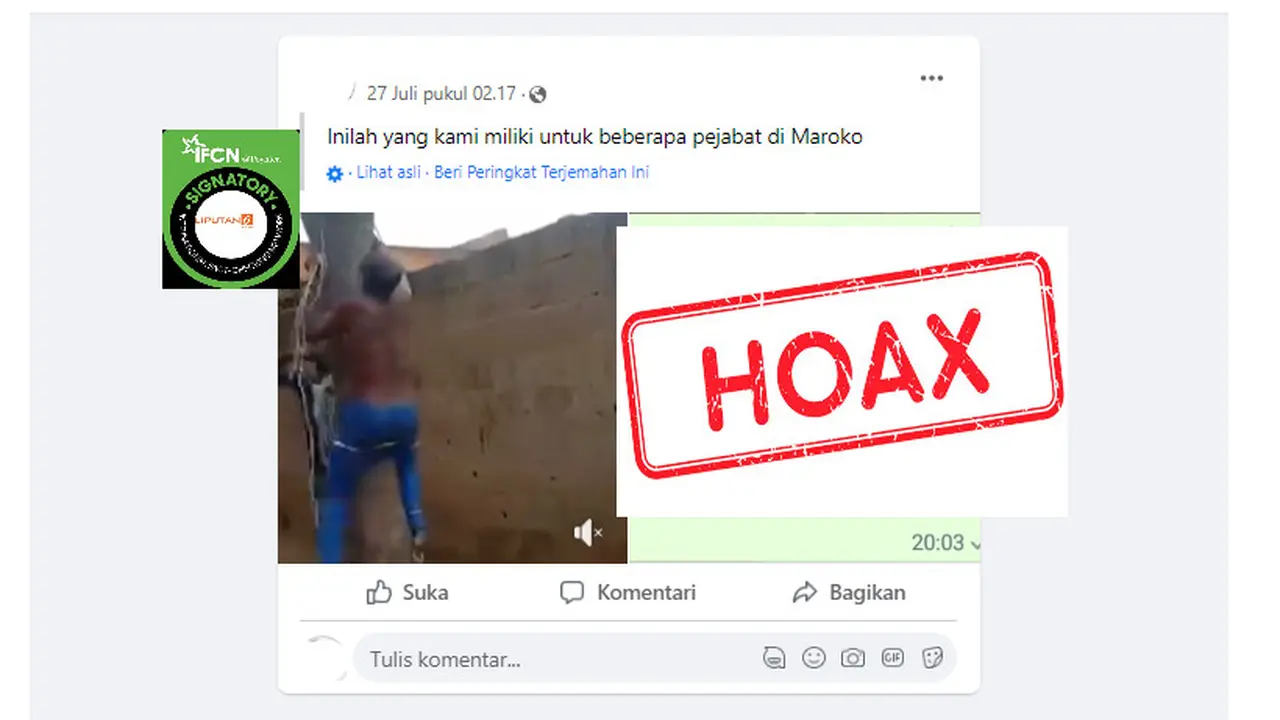 Tangkapan layar salah satu hoaks seputar Maroko dari Facebook