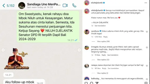 Turis Asing Diduga Bikin Sekte Sesat di Bali, Ni Luh Djelantk Mengadu pada Sandiaga Uno.