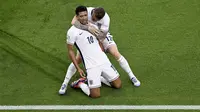 Pemain Inggris, Jude Bellingham, melakukan selebrasi setelah mencetak gol ke gawang Serbia pada laga Grup C Euro 2024 di Veltins Arena hari Senin (17/06/2024). (David Inderlied/dpa via AP)