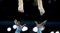 Aksi pesenam Bulgaria pada Pesta Olah Raga Eropa di Baku, Azerbaijan. (REUTERS/Kai Pfaffenbach)
