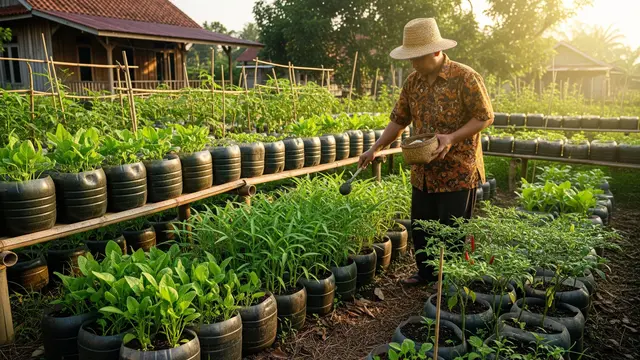Cara Membuat Kebun Pangan Keluarga dari Galon Bekas/AI Generated