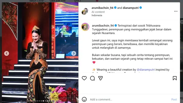 Arumi Bachsin memakai gaun Batik (instagram.com/arumibachsin_94)