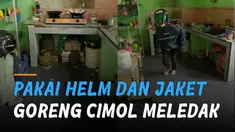 Momen kocak ditunjukkan oleh perempuan ini ketika menggoreng cimol.