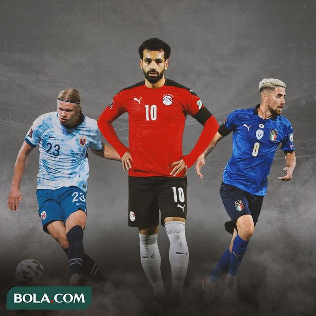 Ilustrasi - Erling Haaland, Mohamed Salah, Jorginho