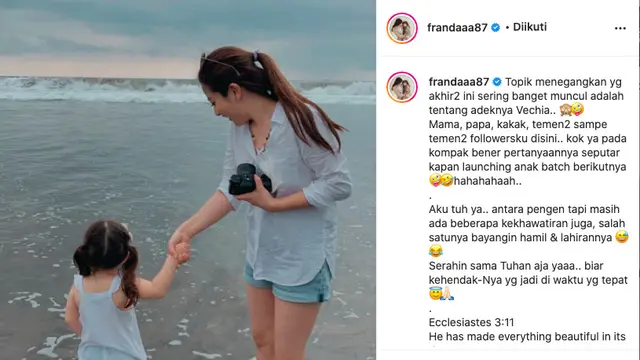 Kerap Didesak untuk Tambah Momongan, Franda Akui Miliki Kekhawatiran
