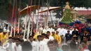 Suasana jalan di sekitar Masjid Kauman saat acara Kirab Grebeg Idul Adha, Selasa (13/9). Acara tahunan ini menjadi salah satu daya tarik kota Yogyakarta. (Liputan6.com/Boy Harjanto)