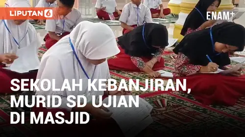 VIDEO: Sekolah Kebanjiran, Murid SD Pasaman Barat Ujian di Masjid