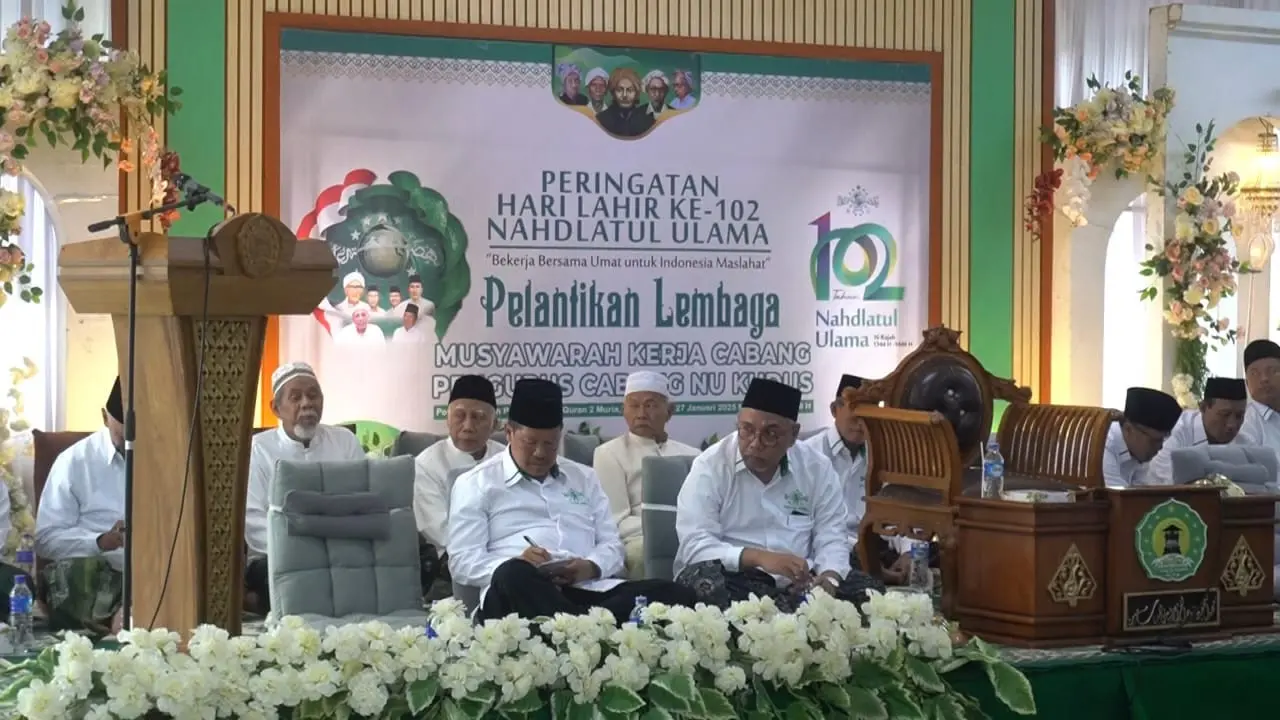 Musyawarah Kerja Cabang PC NU Kudus yang digelar sebagai rangkaian peringatan Hari Lahir NU yang kini menapaki usia ke 102 tahun. (Liputan6.com/Arief Pramono)