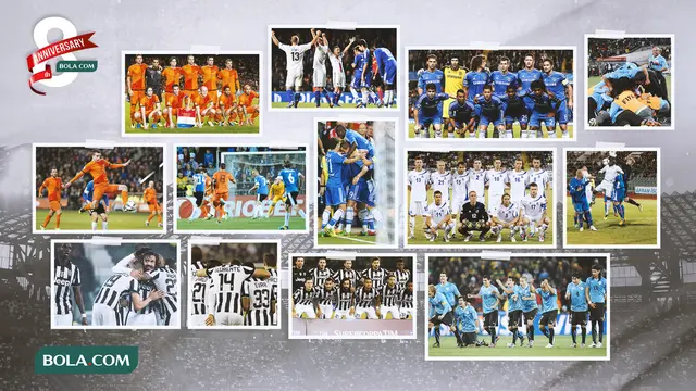 Ilustrasi - Kolase Foto Timnas Belanda (2013), Timnas Uruguay (2010), Islandia (2018), Chelsea (2013), Juventus (2014)