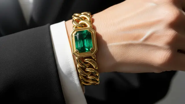 Gelang Emas dengan Batu Zamrud (Emerald)