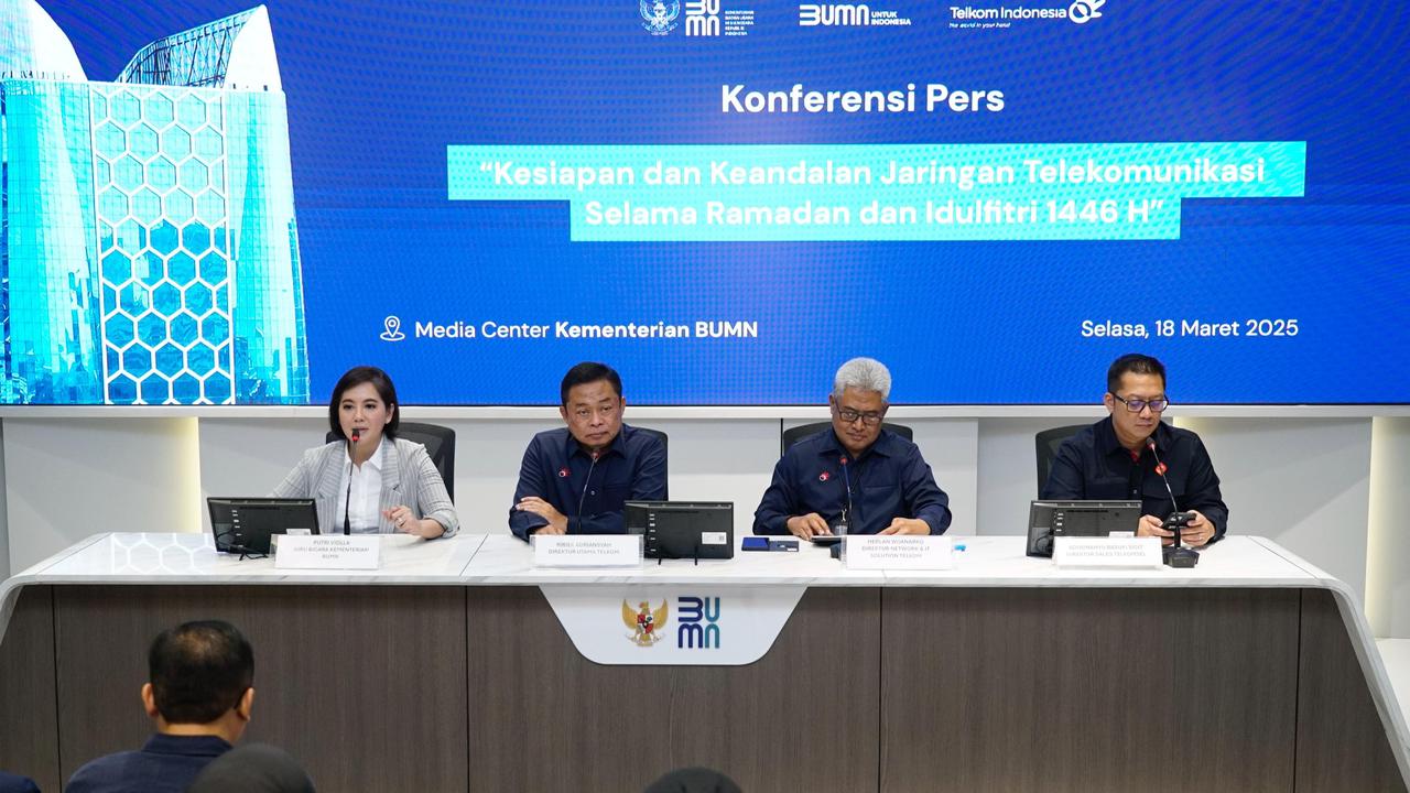 Konferensi Pers Kesiapan TelkomGroup dalam rangka Ramadan dan Idulfitri (RAFI) 2025/1446H di Kementerian BUMN RI