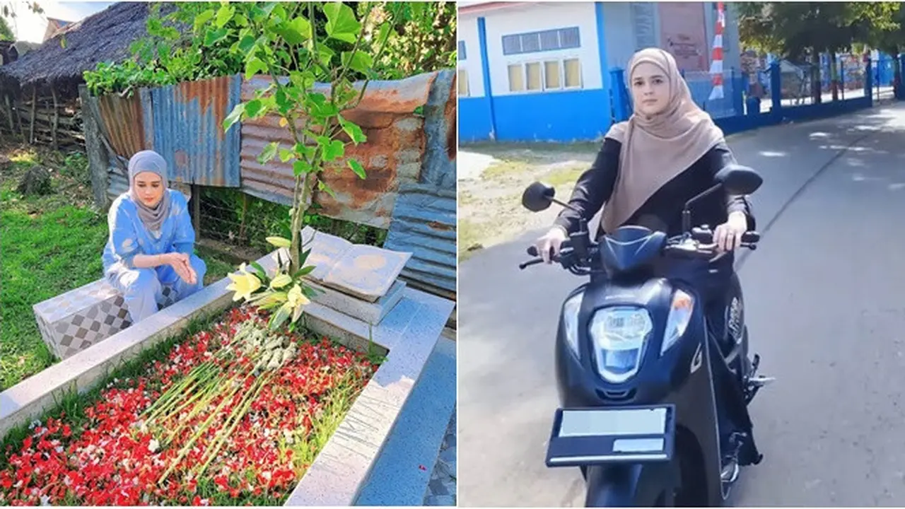 Merasa Sangat Rindu, Ini 6 Potret Cut Meyriska Ziarah ke Makam Ayah di Aceh