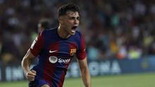 Dua gol Barcelona dicetak oleh Pedri (82') dan Ferran Torres (90+4). (AP Photo/Joan Monfort)