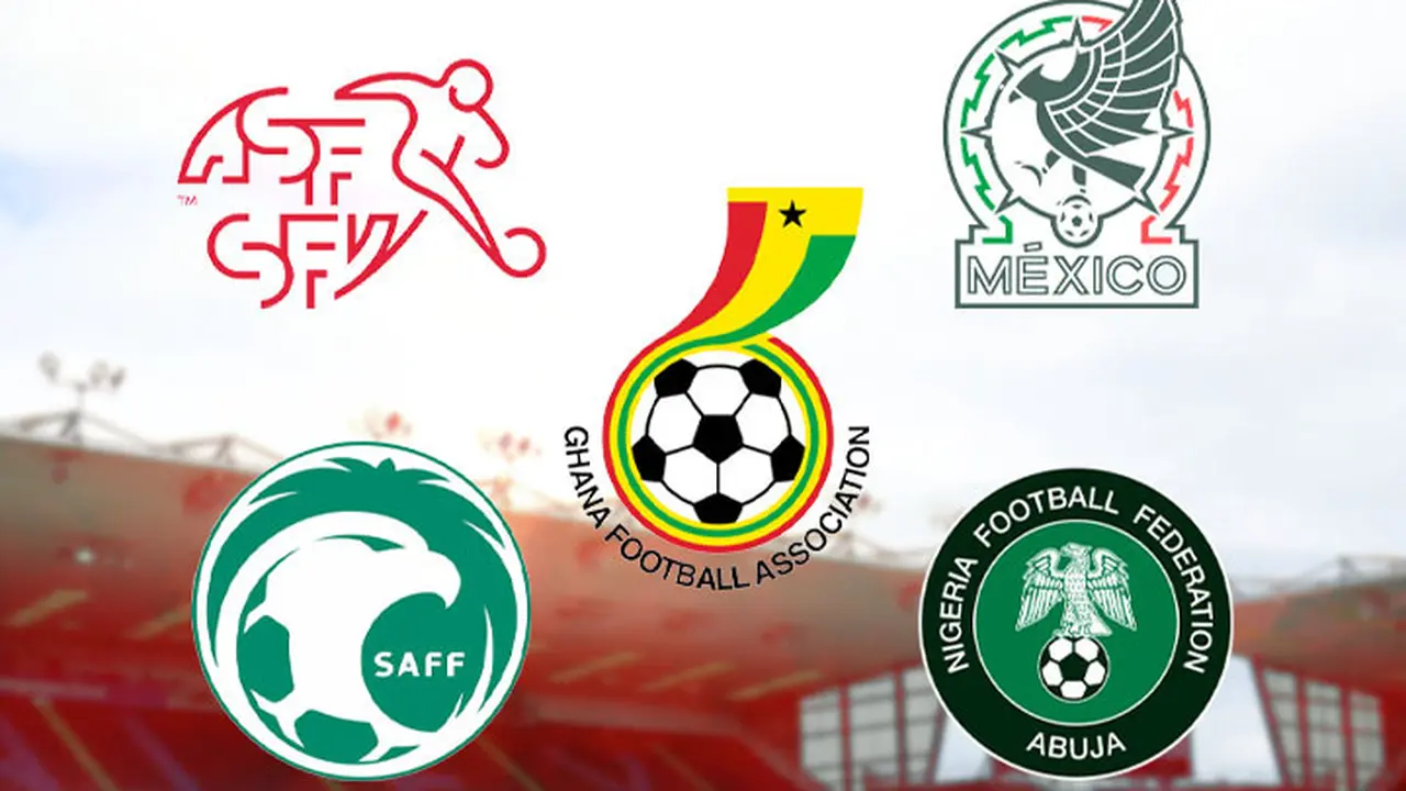 Ilustrasi - Logo tim Nigeria, Arab Saudi, Ghana, Meksiko, Swiss