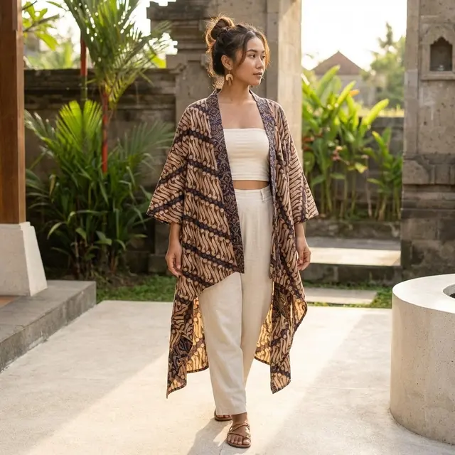 Ilustrasi Model Atasan Batik Crop