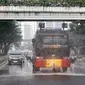Kegiatan penyemprotan jalan protokol ini dilakukan untuk mewujudkan Kota Jakarta yang lebih cantik, bersih, dan sehat. (Liputan6.com/Angga Yuniar)