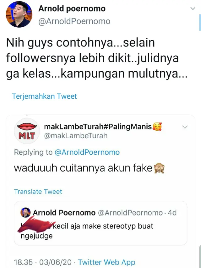 Unggahan chef Arnold Poernomo. (Foto: Twitter @ArnoldPoernomo)