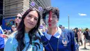 Cat warna wajah biru, putih, dan merah menjadi salah satu cara suporter Prancis menunjukkan dukungan mereka sebelum laga kontra Senegal pada Grup I Piala Dunia 2026 di MetLife Stadium, AS, Selasa (16/6/2026). (KLY Sports/Hery Kurniawan/Adv/Powerade)
