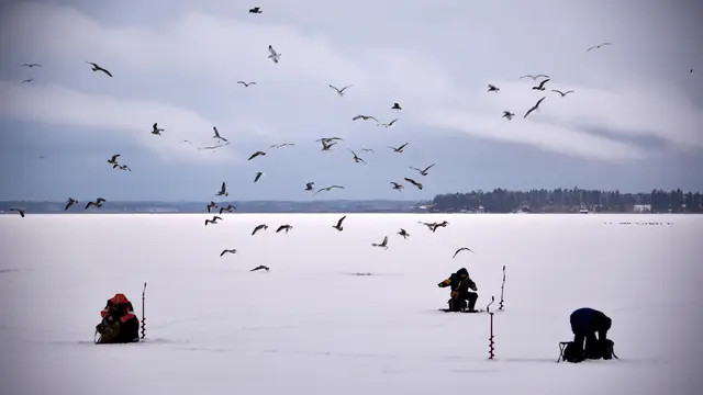 Memancing di Tengah Laut Beku