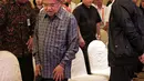 Wakil Presiden Jusuf Kalla saat menghadiri Rapat Konsolidasi Nasional Jenggala Center di Jakarta, Minggu (3/2). Acara ini untuk menyatakan dukungan serta strategi memenangkan Joko Widodo-Ma'ruf Amin pada Pilpres 2019. (Liputan6.com/Faizal Fanani)