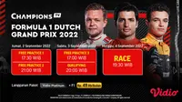 Jadwal dan Live Streaming F1 GP Belanda 2022 di Vidio, 2-4 September 2022. (Sumber : dok. vidio.com)