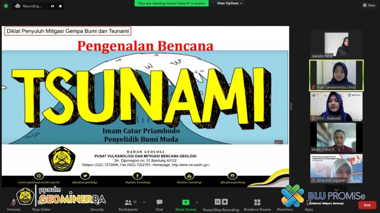 Peserta Diklat Penyuluh Mitigasi Bencana Gempa Bumi dan Tsunami.