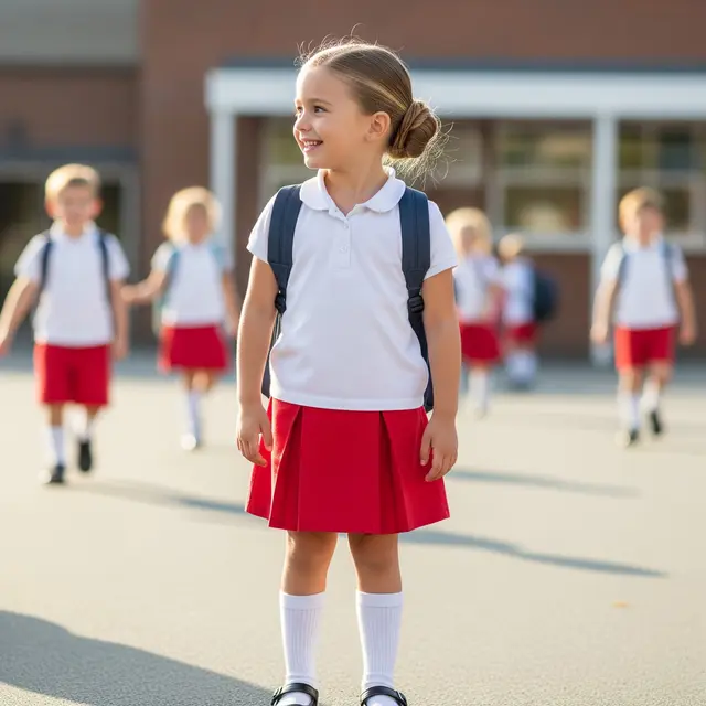 Anak Sekolah Dasar dengan Rambut Model Cepol Rendah (Low Bun)/ AI Generated