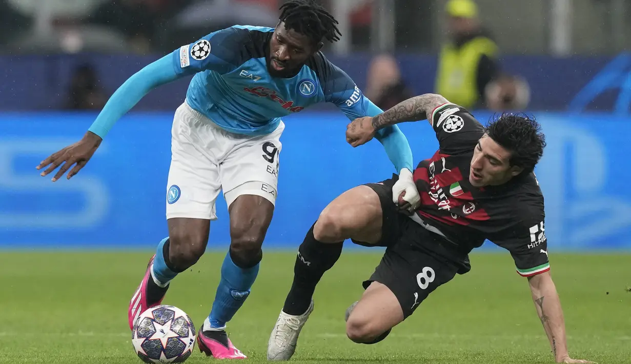 Berkat hasil ini, Milan pun memperbesar peluang mereka melaju ke semifinal. (AP Photo/Antonio Calanni)