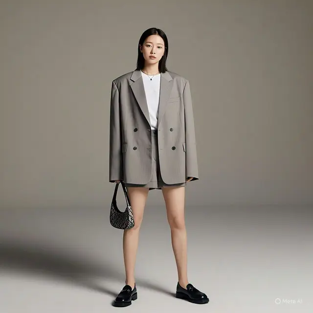 Oversized Blazer dan Celana Pendek Lurus