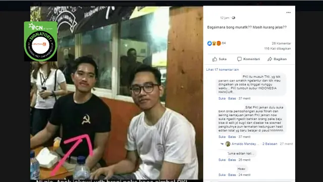 Hoaks Foto Kaesang Pangarep Kenakan Kaus Simbol PKI