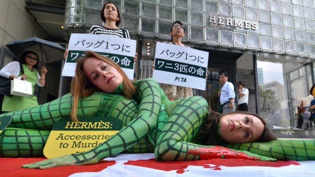 Aksi demo aktivis cantik "berkulit buaya" di Jepang