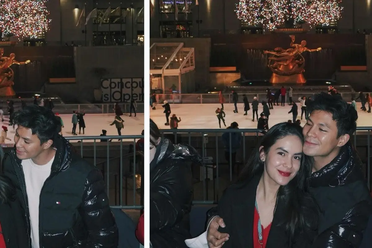 Steffi Zamora dan Fero Walandouw di New York City (Foto: Instagram/@fero_walandouw/@miguelabulhajat)