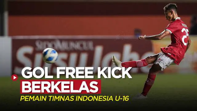 Berita video momen gol free kick berkelas dari pemain Timnas Indonesia U-16, Riski Afrisal, pada laga semifinal Piala AFF U-16 melawan Myanmar, Rabu (10/8/2022) malam hari WIB.