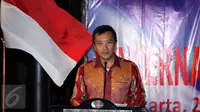 Menpora Imam Nahrawi memberi sambutan pembuka Rakernas PB PABBSI di Jakarta, Selasa (20/12). Rakernas ditandai dengan pemberian bonus bagi atlet berprestasi. (Liputan6.com/Helmi Fithriansyah)
