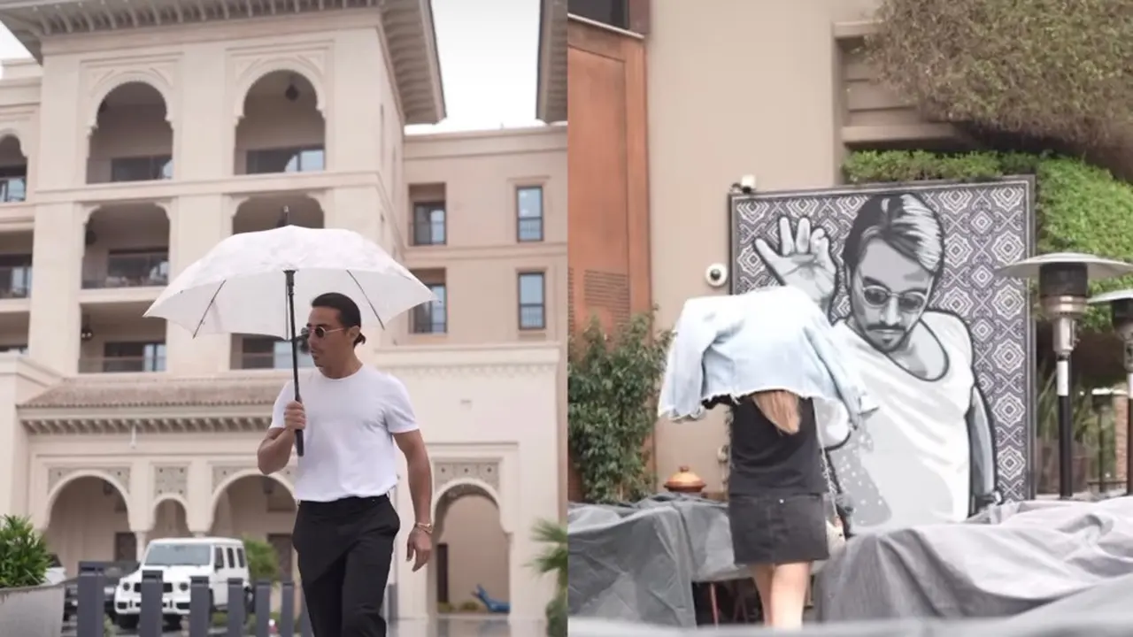 Salt Bae di depan hotel miliknya