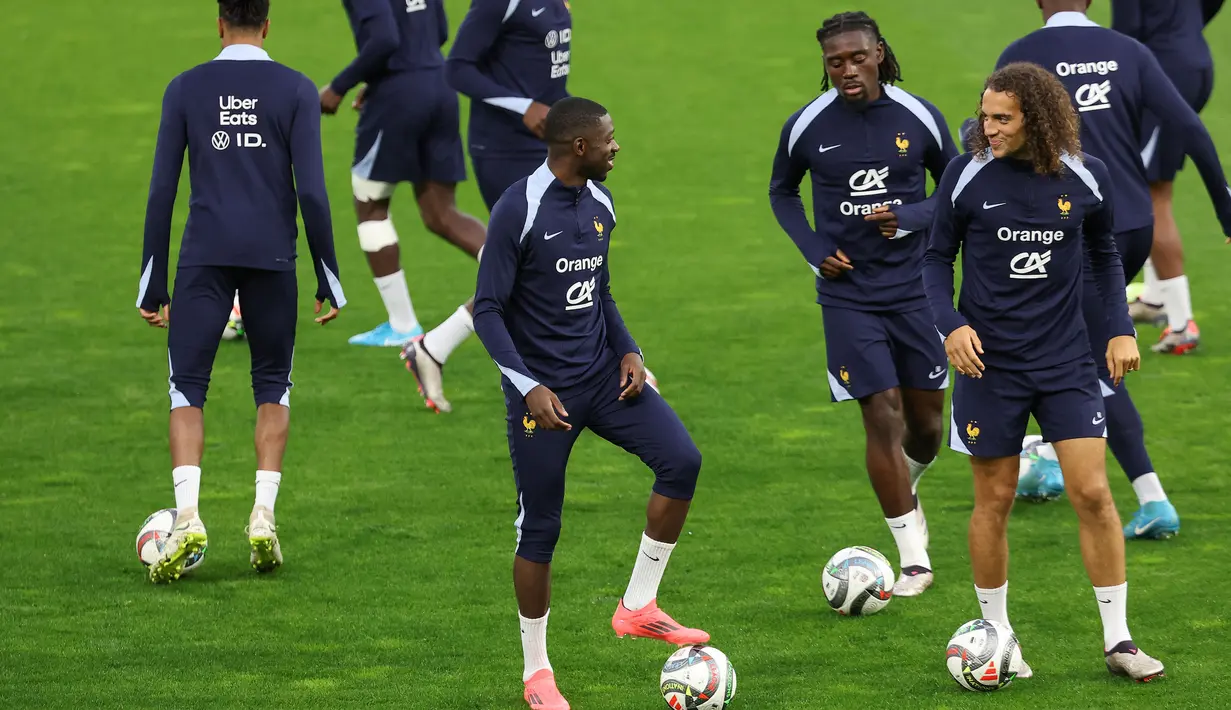 Les Bleus juga akan bertandang ke Belgia pada hari Senin (14/10/2024) mendatang. (FRANCK FIFE/AFP)