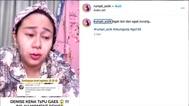Denise Chariesta Mengaku Ditipu Rp 100 Juta dari Donasi yang Ia Buat Sendiri, Malah Malu Tak Jadi Beli Mobil