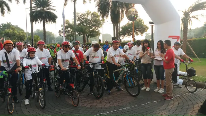 Bank Indonesia menggelar acara fun bike pada Minggu pagi ini (29/7/2018). (Foto: Yayu Agustini Rahayu/Merdeka.com)