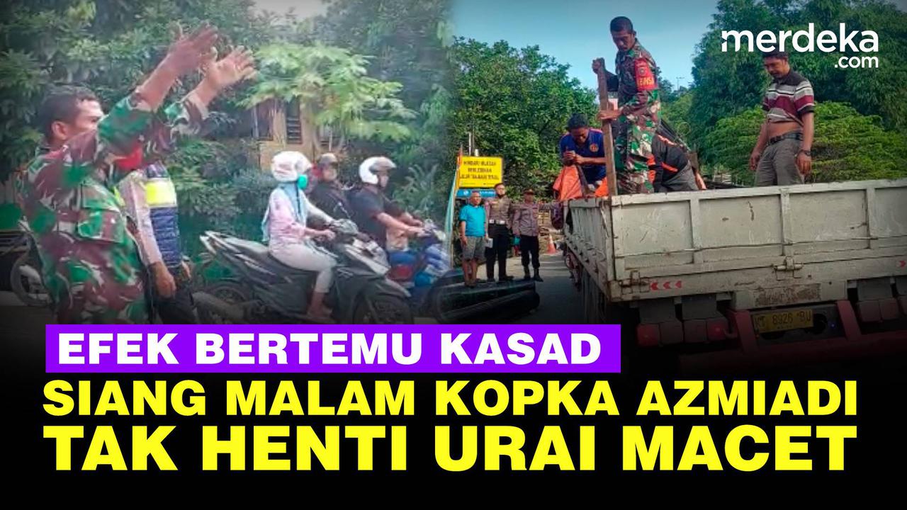 VIDEO: Babinsa Kopka Azmiadi Tak Henti Urai Macet, Termasuk Dorong Motor Ibu-Ibu