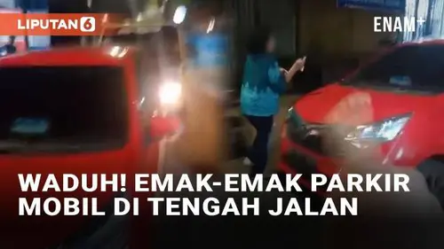 VIDEO: Emak-Emak Parkir Mobil di Tengah Jalan, Panik Usai Bikin Macet