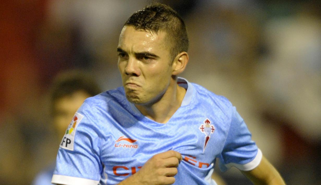 7. Iago Aspas (Celta Vigo) - Bomber bernomor punggung 10 ini merupakan pemain andalan Celta Vigo di lini depan. Pemain yang kini berusia 33 tahun itu telah menjalani 221 pertandingan La Liga dengan mengemas 106 gol. (AFP/Miguel Riopa)