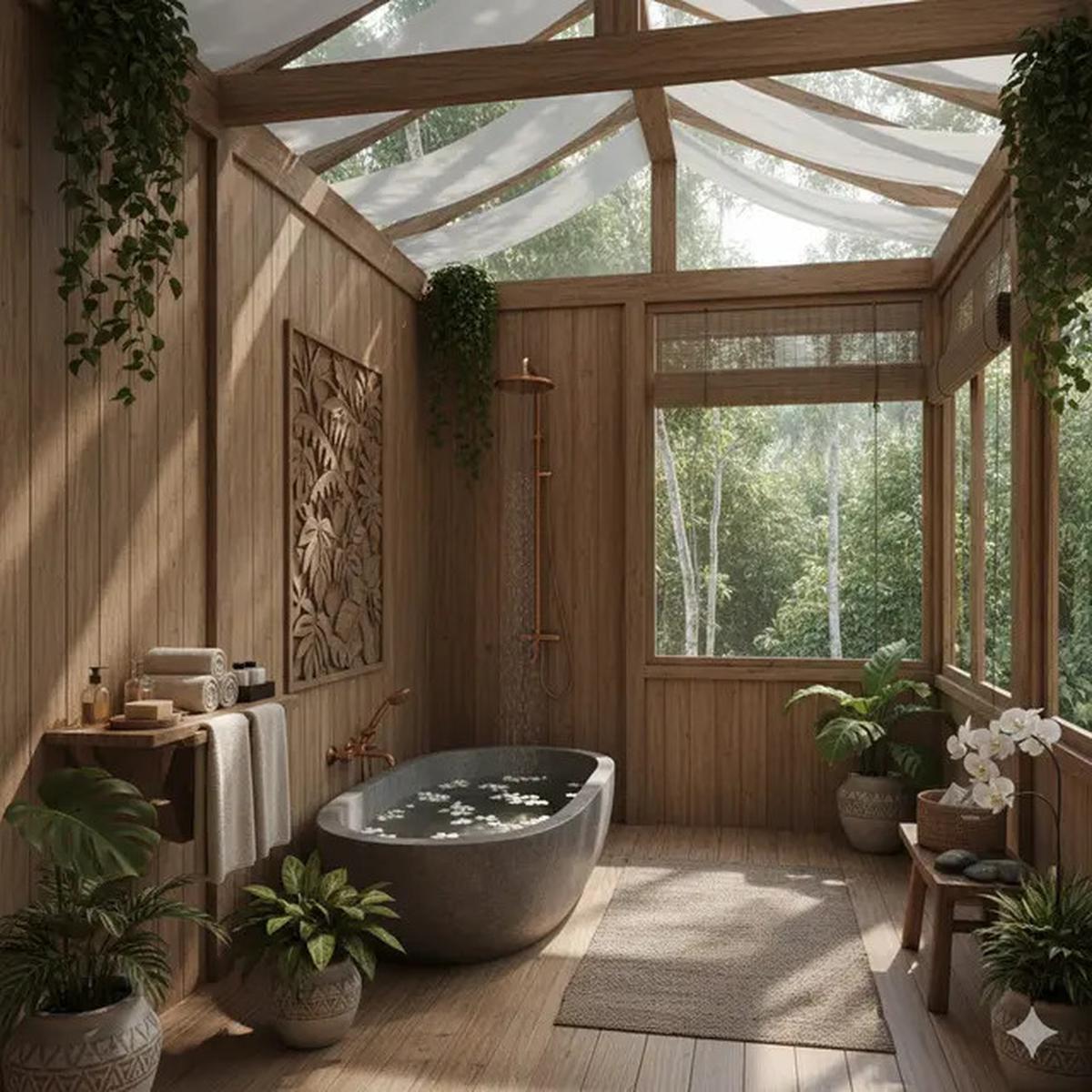 8 Inspirasi Kamar Mandi Konsep Alam 2025, Tren Desain Natural yang Bikin Rileks