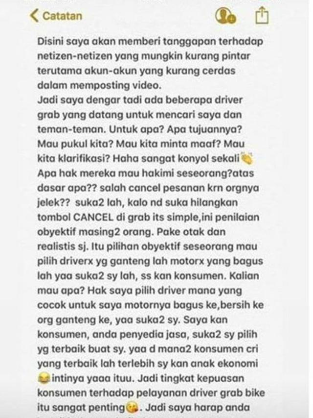 cewek cancel orderan karena driver jelek
