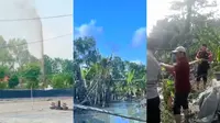 Semburan lumpur setinggi 25 meter membuat geger warga di Kampung Dipasena Makmur, Kecamatan Rawajitu Timur, Kabupaten Tulang Bawang, Lampung. (Liputan6.com/ Ardi Munthe)